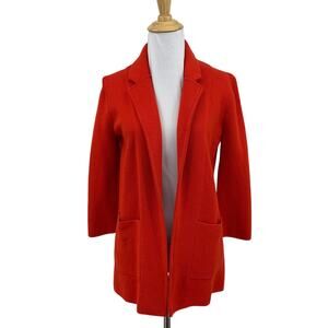 J Crew 365 Blazer Womens XXS 2XS Red Sophie Open Front Wool Blend Cardigan